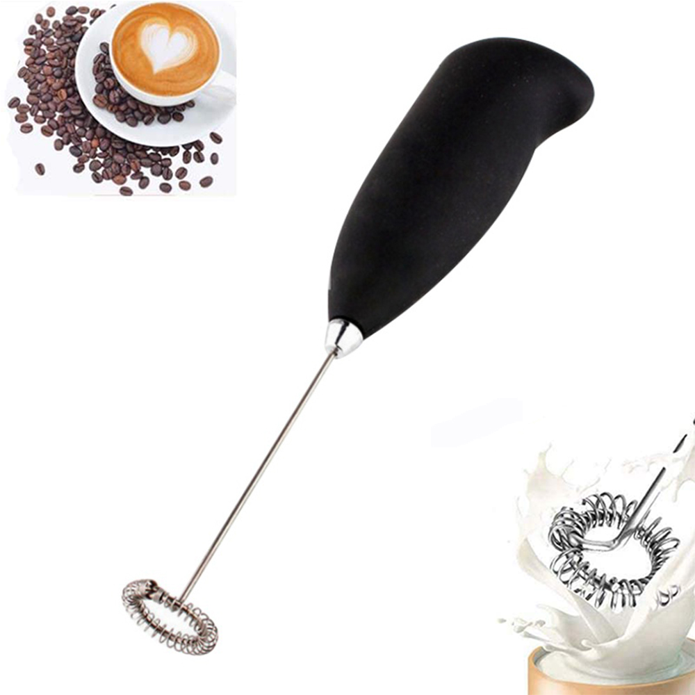 Handheld Milk Frother, Electric Hand Foamer Blender for Drink Mixer, Perfect for Bulletproof coffee, Matcha, Hot Chocolate, Mini Battery Operated Milk Whisk Frother (Black)